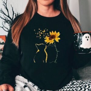 Butterfly and Sunflower Cat SVG & PNG Design