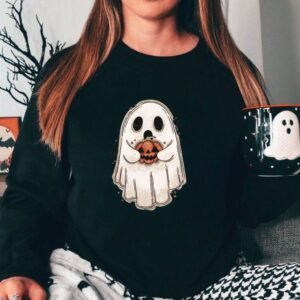 Cute Ghost with Pumpkin SVG & PNG Digital Design